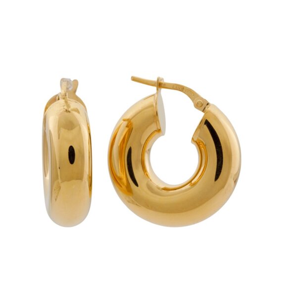 MILOR SILVER Gold Made In Italy 18kt Sterling Silver 8mm Chubby Hoop Earrings